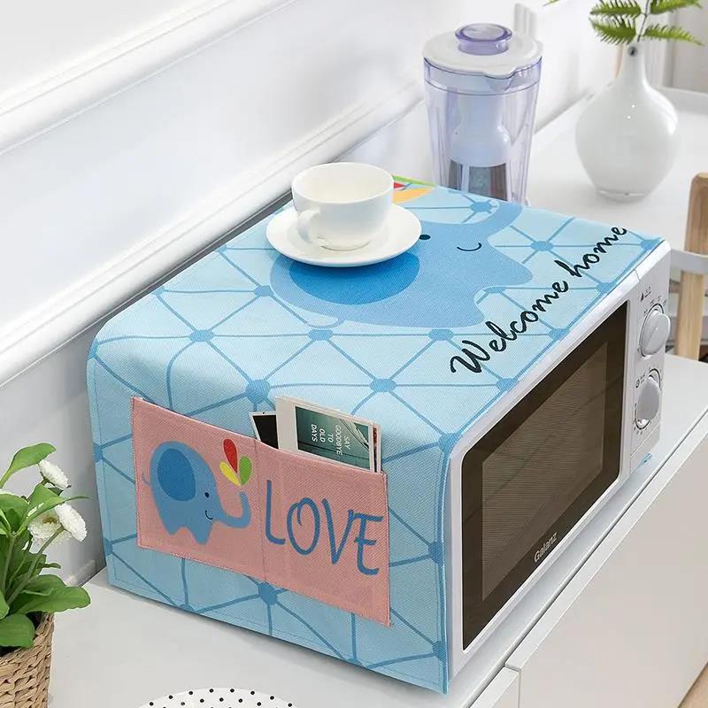 Universal Microwave Oven Cover Cloth Dust Cover with Storage Bag Oily Smoke and Dust-proof Towel