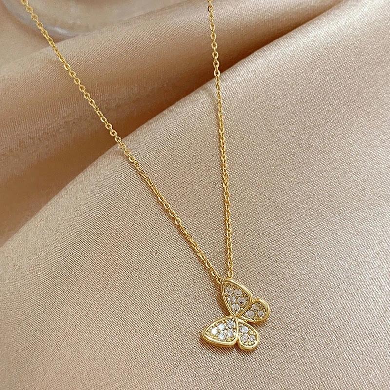 Exquisite Butterfly Necklace Simple Necklace Clavicle Chain Women's Sweater Necklace Chain Necklace Choker Necklaces Personalized Ornament