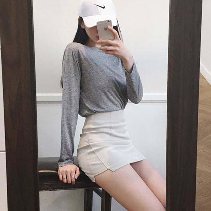 XS-3XL Pofulove White Anti-light Skirt Student Office Lady High Waist Thin Sexy A-line Step Skirt