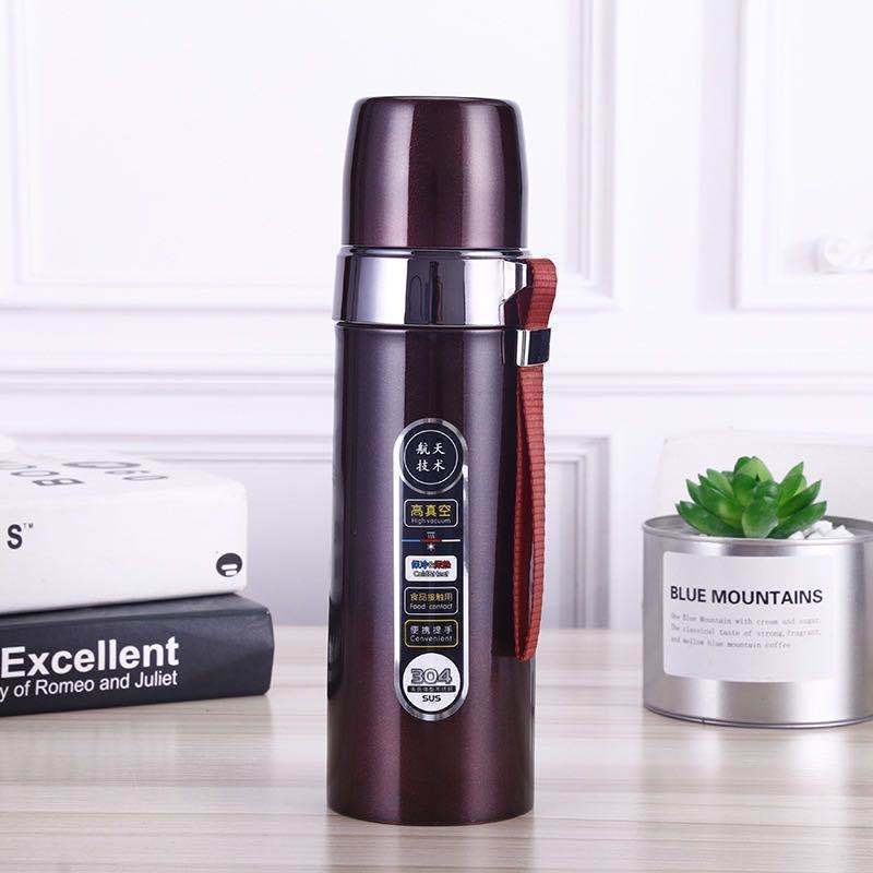 Thermos Cup Portable 304 Stainless Steel Large Capacity Outdoor Sports Water Bottle Business Cup Travel Cup