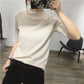 Core Spinning Spring and Autumn Loose Bottoming Shirt Short Long Sleeve Casual Knitted Sweater Women Half High Collar