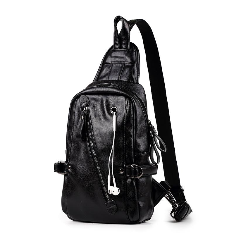 Chest Bag Men's Large Capacity with Headphone Hole Messenger Bag Outdoor Riding Sports Shoulder Bag