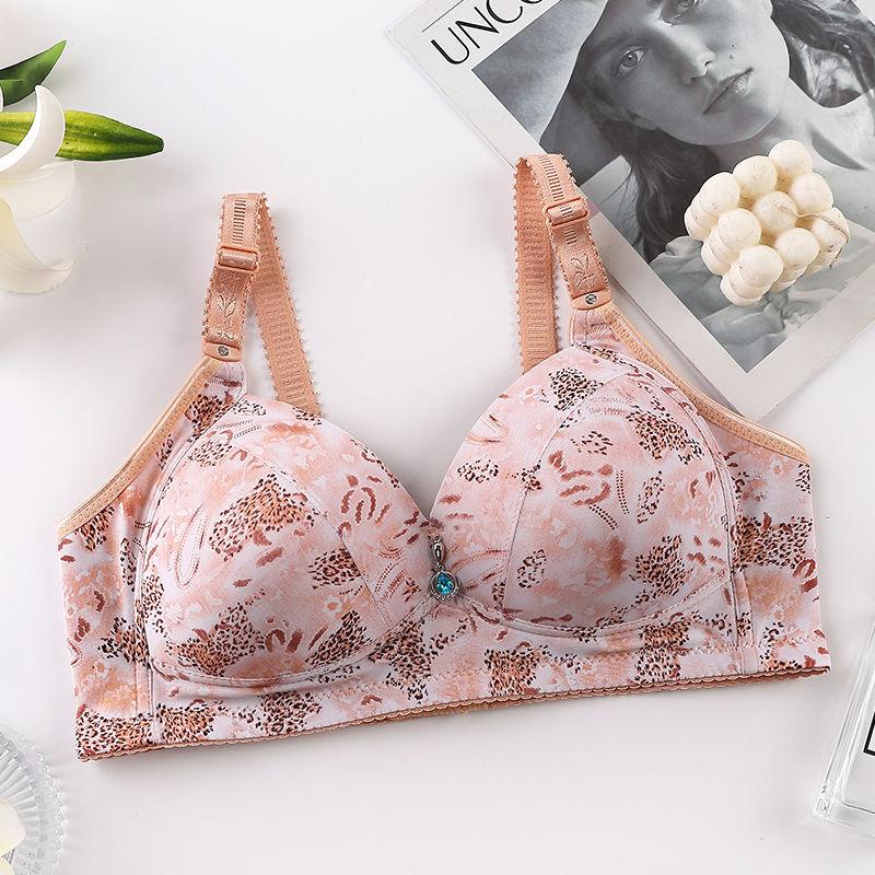Large Size Thin No Steel Ring Lace Bra Gathers Comfortable Middle-aged and Elderly Women's Underwear
