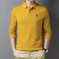 Men's Embroidered Top Long Sleeve Polo Shirt Spring and Autumn Thin Lapel T-Shirt Loose Solid Color All Match Casual Bottom Polo Shirt