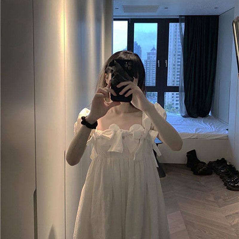 The Skirt Is Super Fairy and Thin Summer Bowknot Suspender Dress Lace Princess Dress