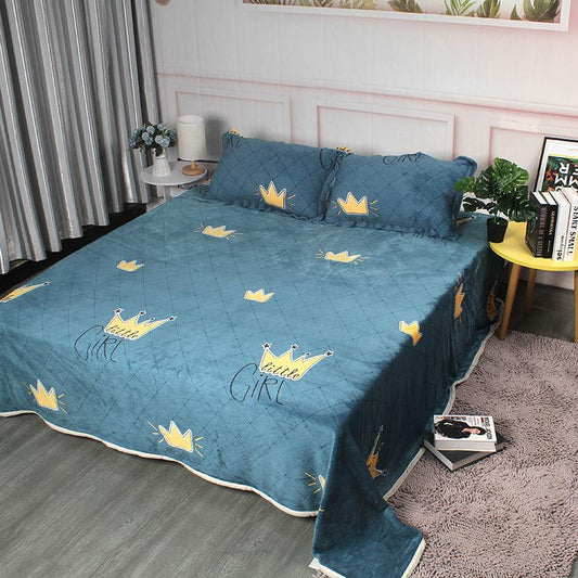 Bed Cover Set Winter Thick Flannel/coral Fleece Blanket Sheet Gold Mink Fleece Nap Blanket Bedding Sheet Set