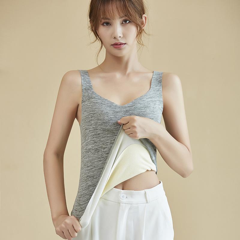 Sexy Winter Thermals Velvet Women Vest Thermo Underwear Sleeveless Body Tops Slim Solid Seamless Wool Undershirt Inner Wear