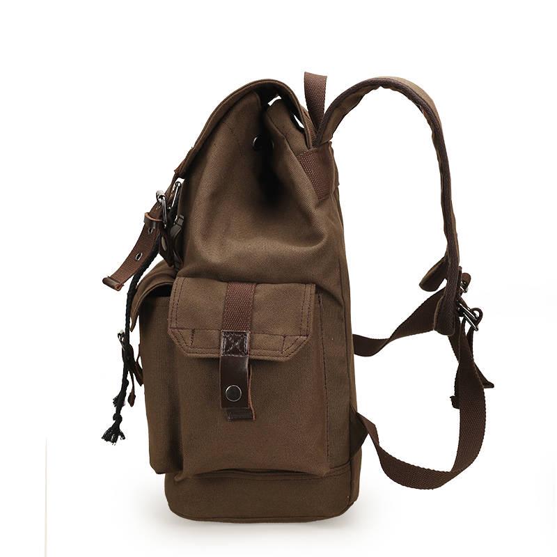 Men Large Backpack Solid Cotton Fashion Male Zipper  Rucksack Sports Travel Hiking School Bag
