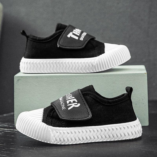 Baby Low-cut Non-slip Shoes Solid Sole Casual Sneakers Boys and Girls Universal Cartoon Embroidered Canvas Shoes