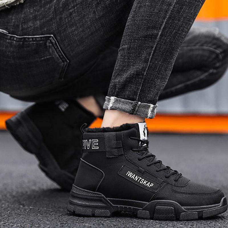 Men's Velvet Padded Snow Boots Casual Mid-high Warm Martin Boots Cotton Ankle Boots