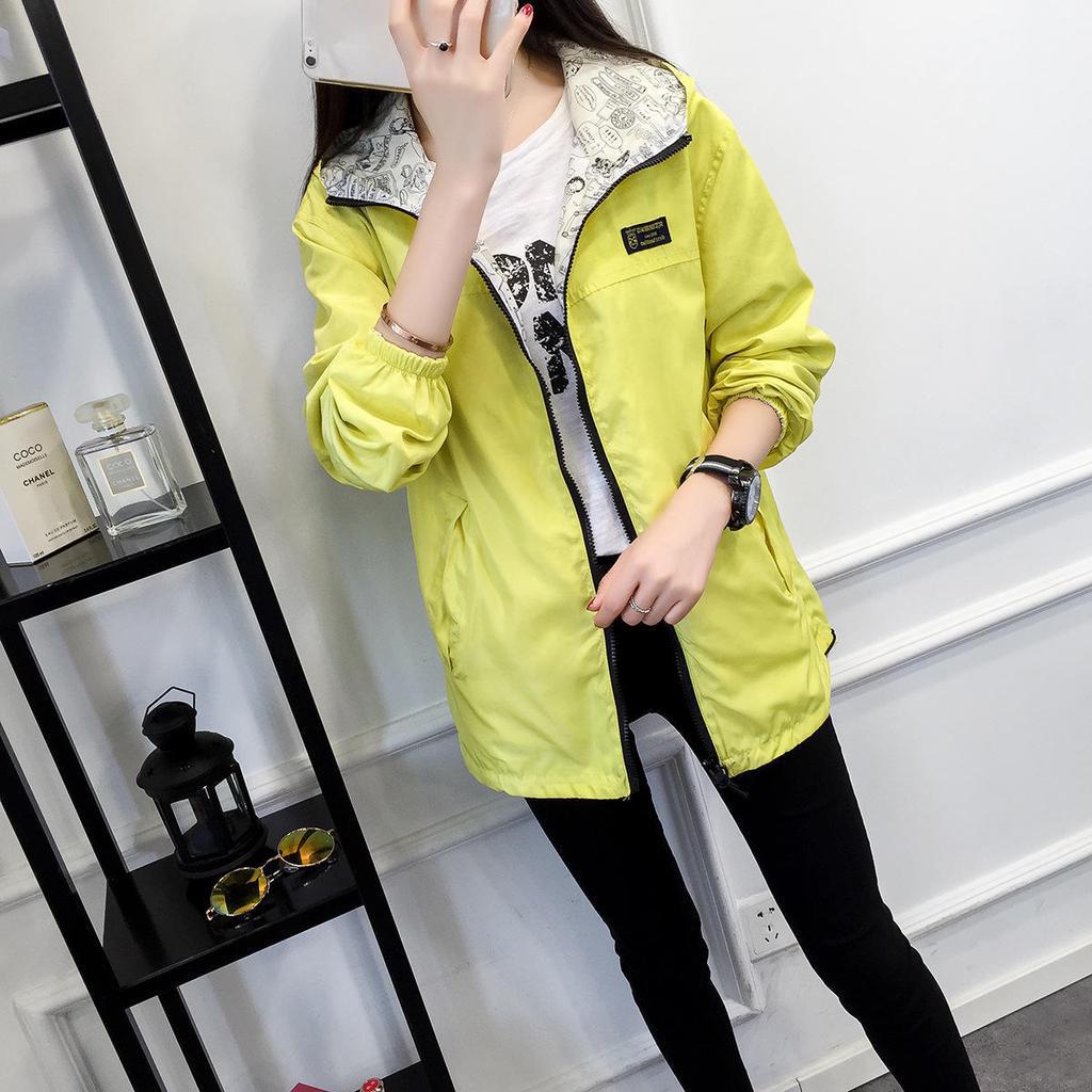Women Spring Autumn Coat Female New Loose Wild Long-sleeved Hooded Student Windbreaker Jacket