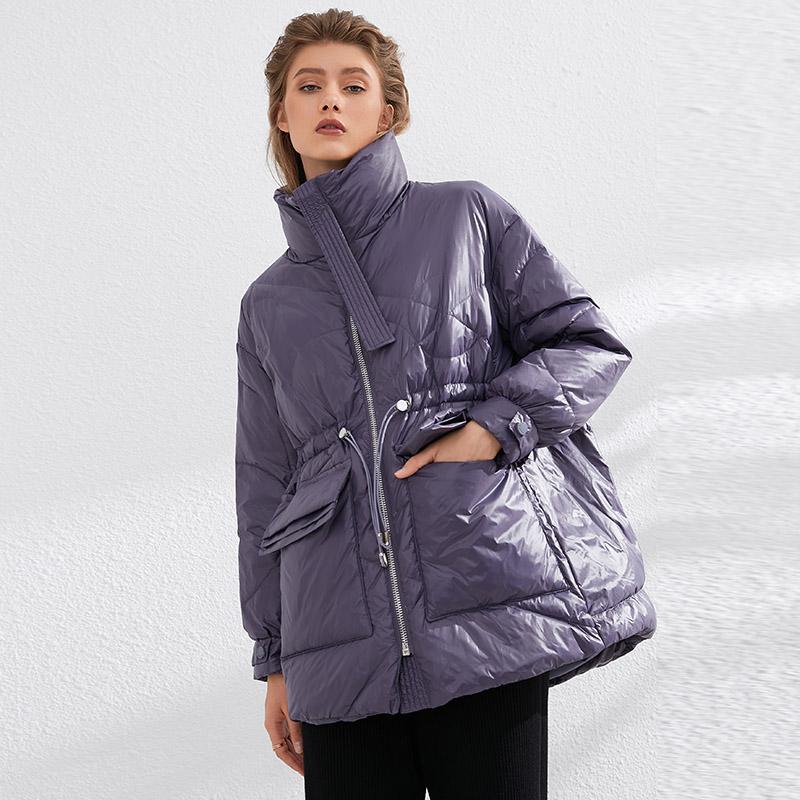 Pure Winter Lightweight Down Jacket Women Thick Warm Batwing Long Sleeve Loose Doudoune Pocket Ultra Light Duck Down