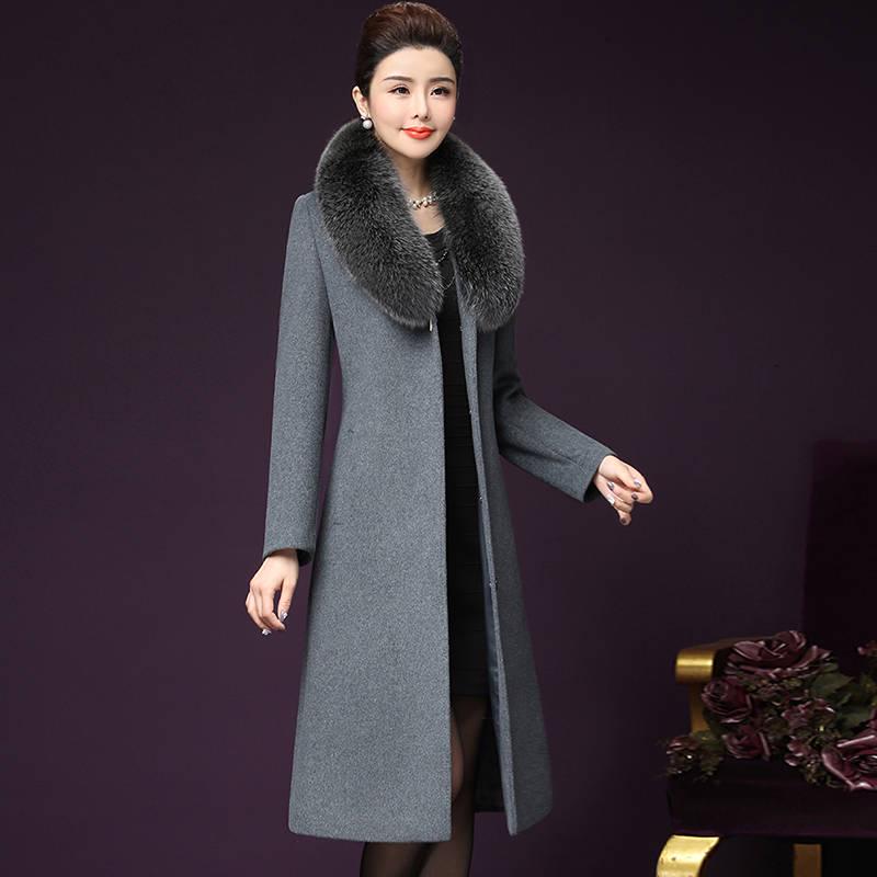 Women Wool Coat Fur Collar Women Loose Long Woolen Coats Winter Coat Woolen Overcoat Wool Jackets