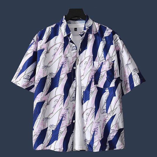 Hawaiian Shirt Beach Tees Summer Plus Size Overshirt Half Sleeve T-shirts Casual Print Undies Button Up Cardigan Men Clothing