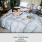 Silky Nude Sleeping Ice Silk Four-piece Set Pure Color Washed Silk Bed Sheet Duvet Cover Pillow Case Bedding