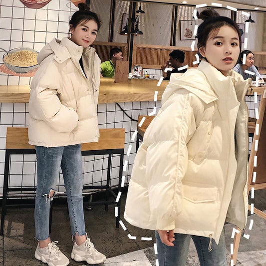 Winter Women's Jacket Short Loose Down Cotton Jacket Thick Warm All-match Quilted Jacket