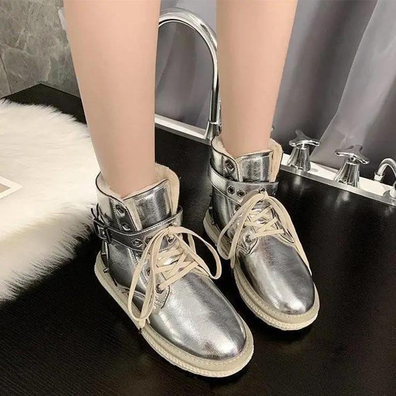Snow Boots Women Winter Short Tube All-match Martin Boots Plus Velvet Padded Short Boots Cotton Shoes