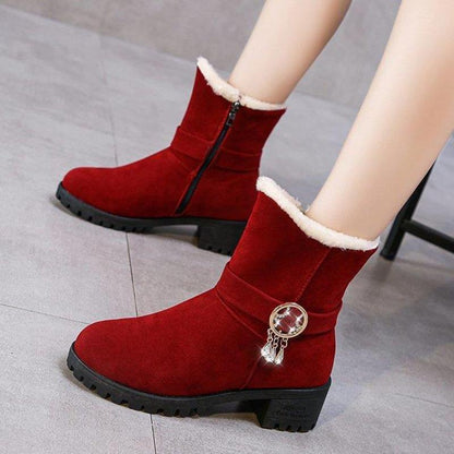 Snow Boots Ladies Short-tube Student Short Boots Winter Plus Velvet Flat-bottomed Warmth In The Tube Cotton Shoes Increase In Women's Shoes