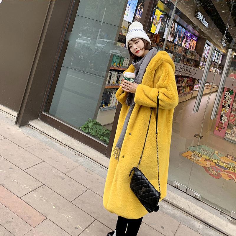 Winter Wild Warm Imitation Rex Rabbit Fur Coat Women Winter Imitation Mink Fur Coat Mid-length Thickening Large Size Young