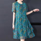 Summer Small Floral Mesh Mid-length Large Size Loose and Thin Short-sleeved Dress