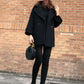 Loose Black Woolen Coat Mid-length Woolen Coat Autumn  Winter Thick Double-breasted Pea Coat