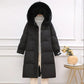 Down Jacket Women's Mid-length Big Fur Collar Korean Fashion Loose Thick Over-knee Winter Hooded Jacket Tide