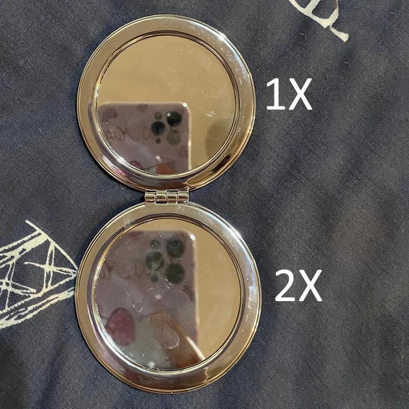 Hand-held Makeup Mirror Mini Vanity Mirror Schoolgirl Woman Flip Foldable Easy To Carry  Quicksand Sequins Small Round Mirror