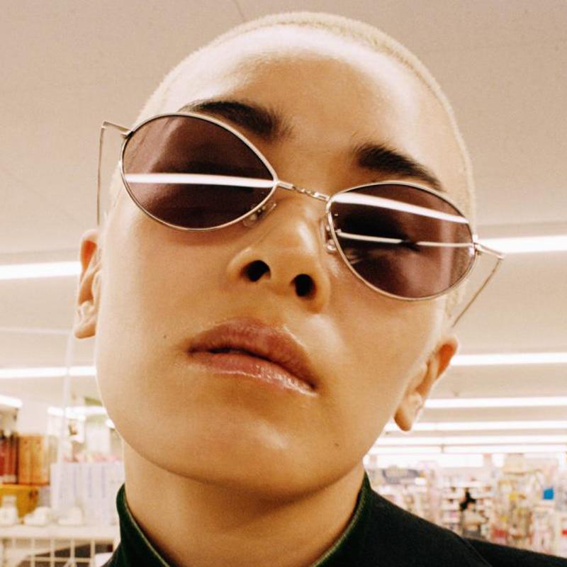 small oval sunglasses women retro red eyewear vintage glasses gold metal frame mirror points vintage
