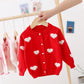 Children's Autumn Coat Girl Round Neck Cardigan Sweater Heart-shaped Knitted Cardigan