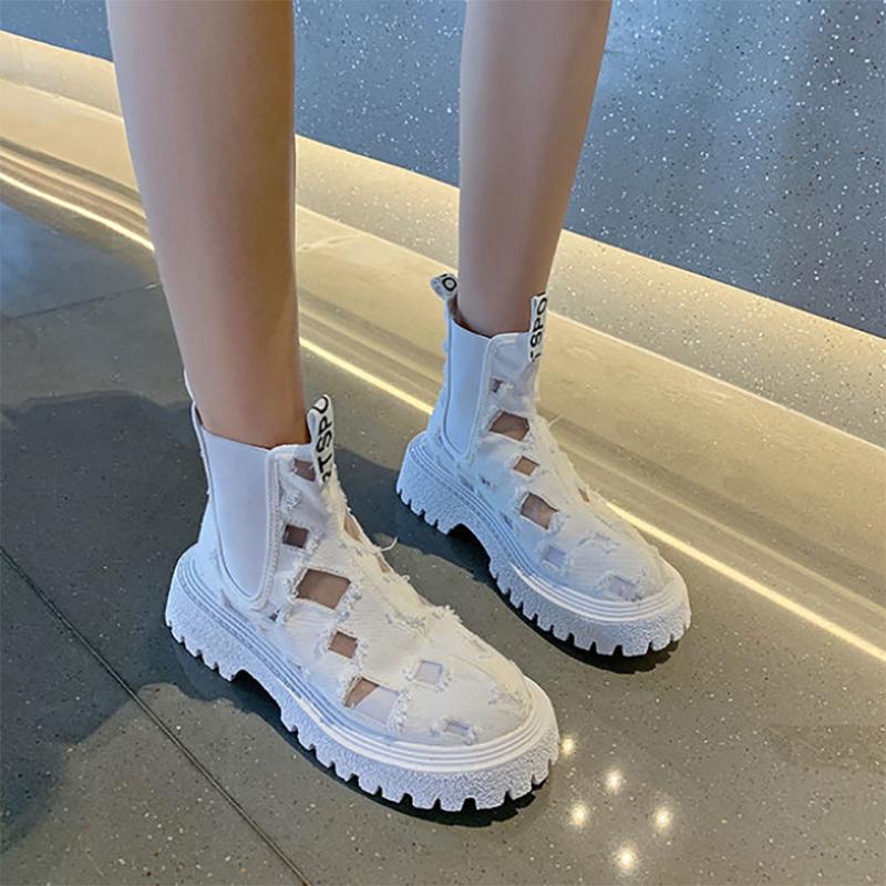 Women's Summer Thin Breathable Martin Boots Platform Cutout Boots Chelsea Boots