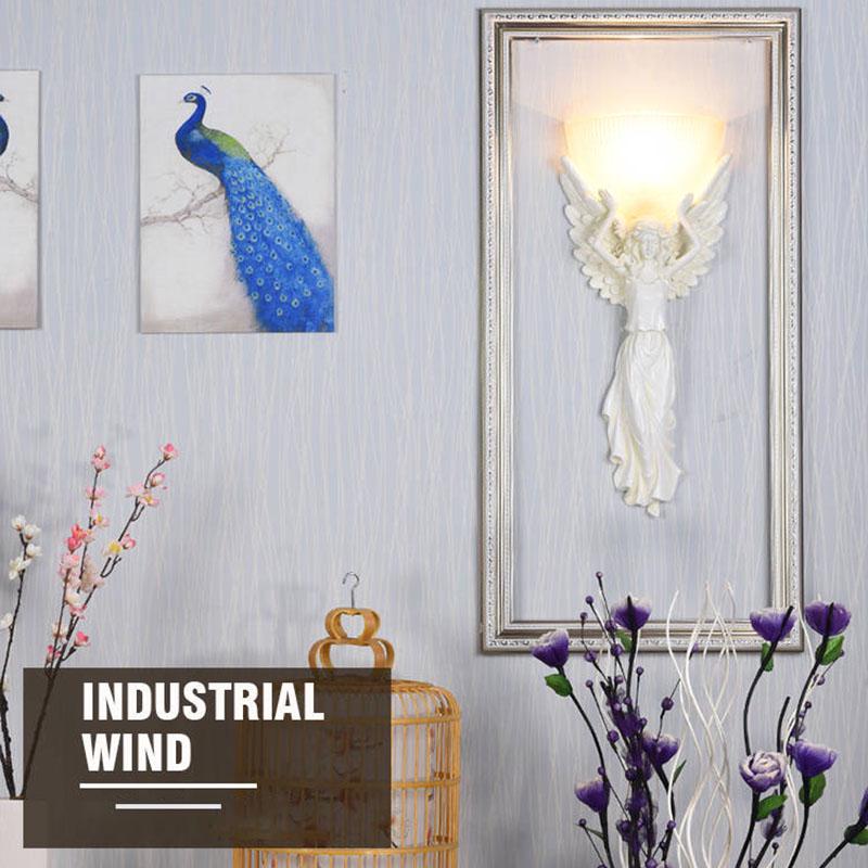 Goddess angel decorative wall lamp living room bedroom bedside aisle creative retro wall lamp gold