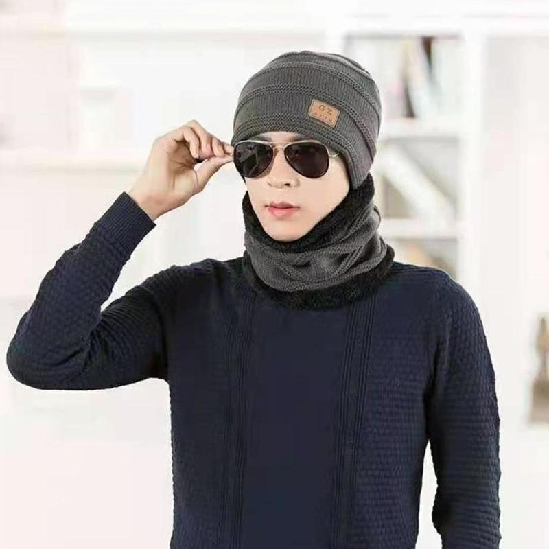 Winter Hats Men's Thickened Plus Velvet Warm Hat Woolen Knitted Hats Bib Caps Earmuffs Riding Cotton Hats