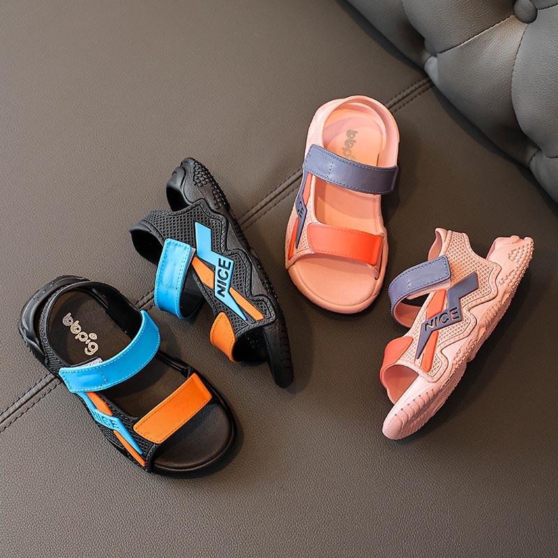 Sandals Solid Color Contrast Color Non-slip Soft Bottom Cartoon Indoor Small, Medium and Large Children Outside Wear Beach Open-toe Sandals