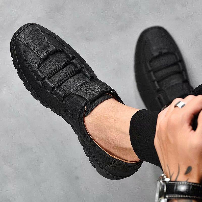 Comfortable Casual Leather Men Shoes Waterproof Split Leather Non-slip Men Shoes Flats Moccasins