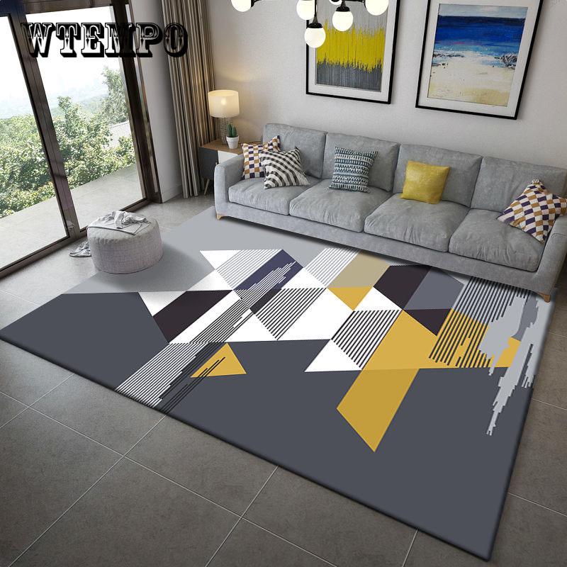 Bedroom Floor Mat Nordic Style Geometric Printed Soft Washable Carpet