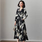 Floral skirt woman long dress large size long sleeve dress female spring and autumn clothing