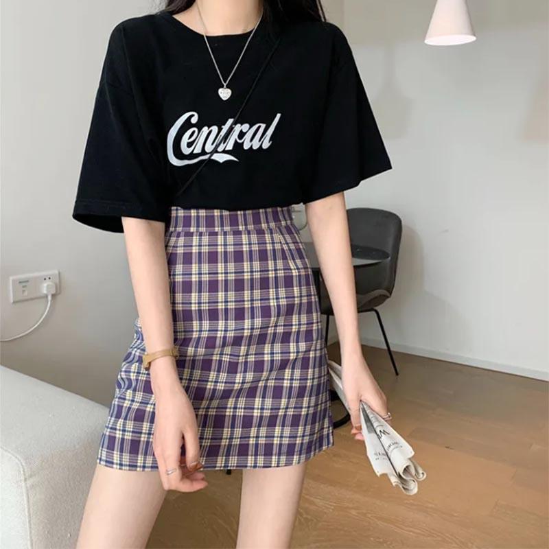 Plaid Skirt Women's Anti-glare Short Skirt High Waist A-line Skirt Slimming Hip Skirt