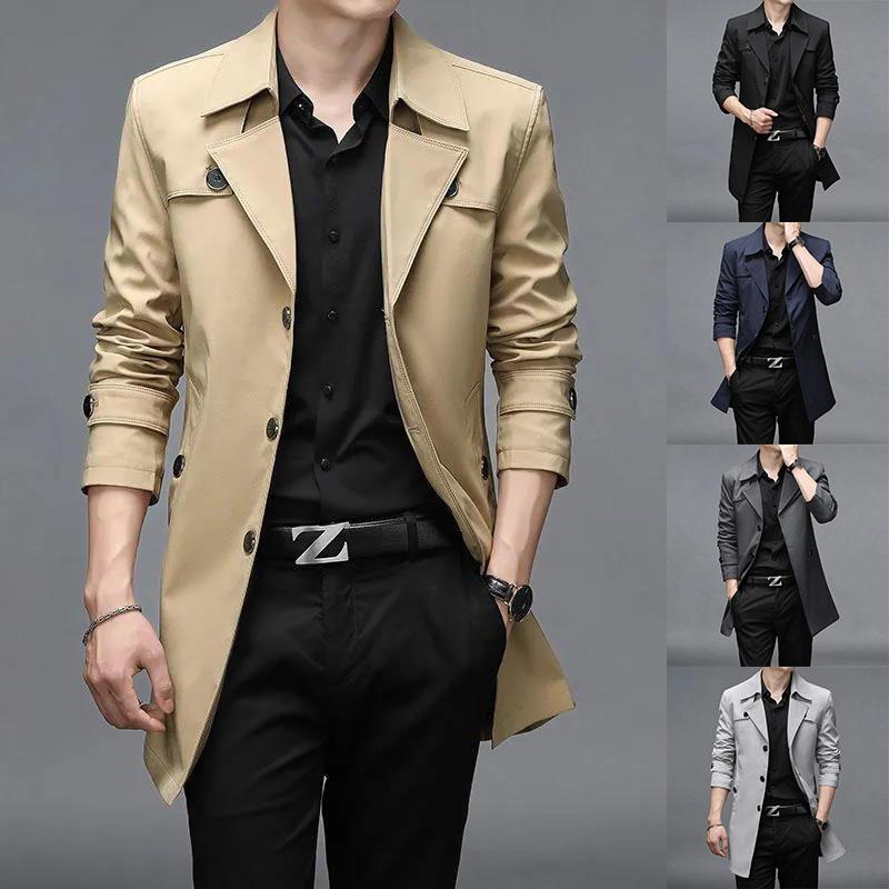 M-8XL Spring Thin Windbreaker High Quality V-neck Business Coat Casual Slim Gentleman Top