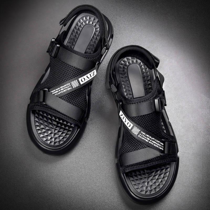 Men's Leather Sandals Comfortable Cool Air Cushion Non-slip Men's Sandal Leisure Beach Slippers Shoe