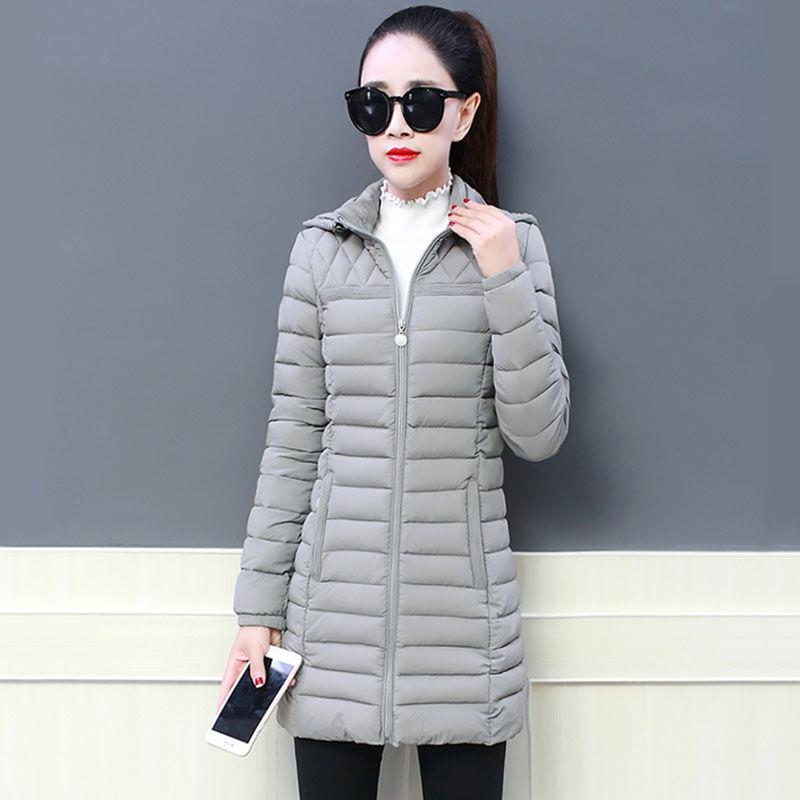 Women Autumn Winter Medium Long Coat Thicken Warm Hooded Jackets Cotton Padded Puffer Jacket Overcoat Slim Mid-length Windproof Parkas