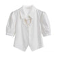 Design Sense Sweet and Spicy Love Hollow Shirt Trendy Chic and Thin Short Short Sleeve Student Girl