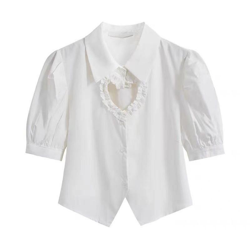 Design Sense Sweet and Spicy Love Hollow Shirt Trendy Chic and Thin Short Short Sleeve Student Girl
