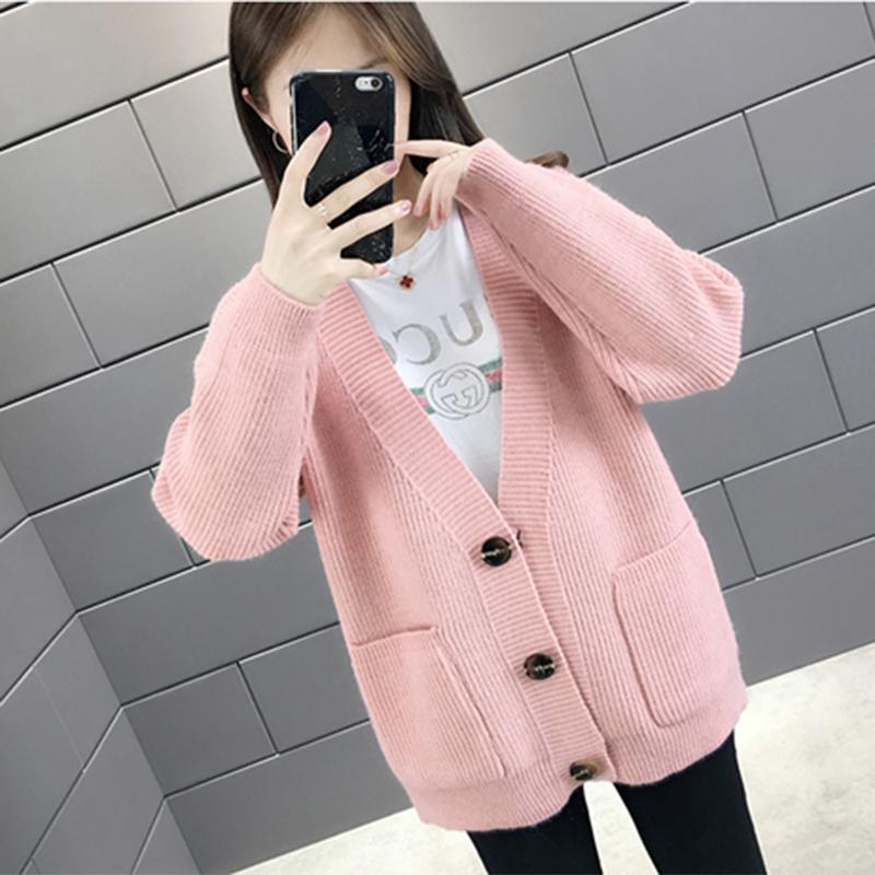 Spring and Autumn Knitted Sweater Cardigan Casual Jacket Thick Loose Young Women's Top
