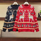 Women's Winter Christmas Red and Blue Snowflake Elk Sweater Large Size Loose Long Sleeve Autumn Knitted Pullover