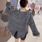Fashion Loose Crewneck Sweater Bright Silk Knitted Knit Sweater Women's Lazy Wind Long Sleeve Thickened Sweater