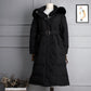 White Duck Down Long Knee-waisted Fluffy Big Fur Collar Hooded Down Jacket Women's Winter Warmth Long Cotton Jacket Parker Jacket