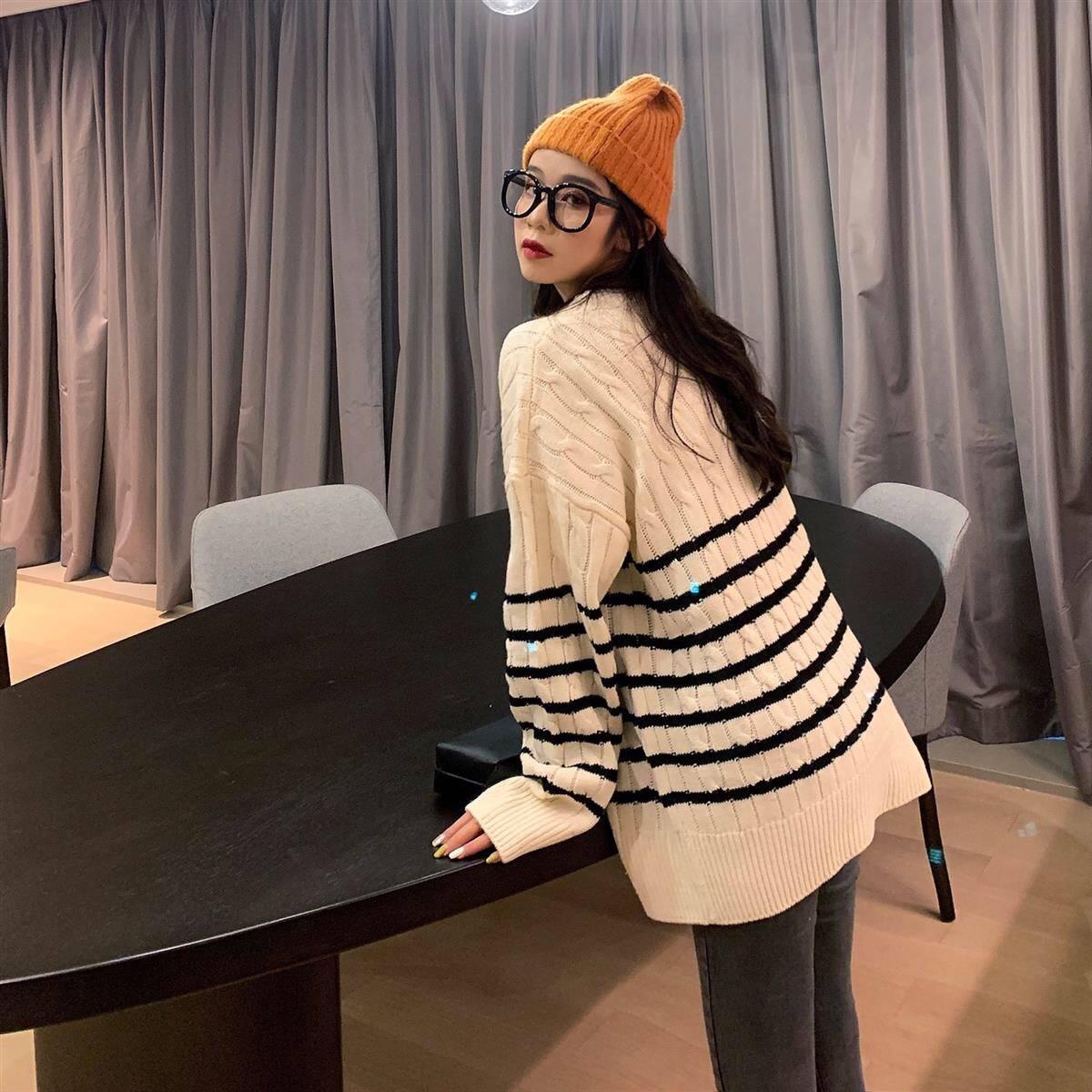 Sweater Female New Autumn Winter Long Sleeve Hooded Base Long Loose Coat Large Size Knitting