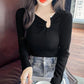Women's Spring and Autumn Long Sleeve Top Solid Color Slim Fit All-match Bottoming Shirt