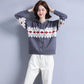 Hooded Sweater Women Rhombus Jacquard All-match Sweater Loose Pullover Women