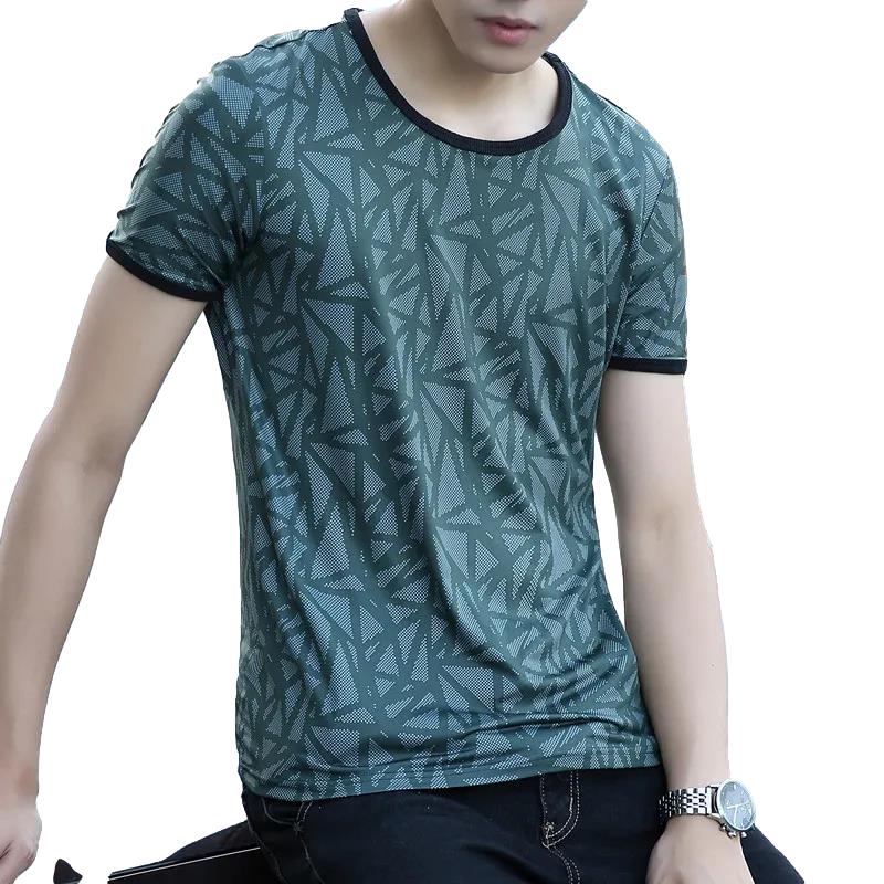 Summer Ice Silk Ultra-thin Breathable Men's Short-sleeved T-shirt Men's Round Neck Half-sleeved T-shirt for Young and Middle-aged People